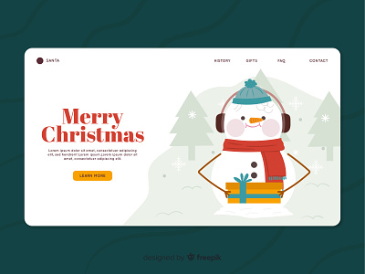 Christmas Landing Page chistmas free download freebie freepik gifts illustration landing page landing page ui snowman ui vector vector illustration
