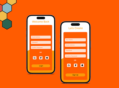 Mobile Login & Sign up screen app design ui ux