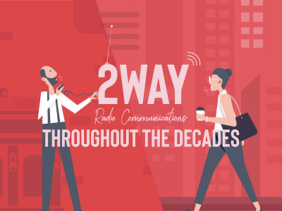 2 Way Radio communication design illustration infograhic