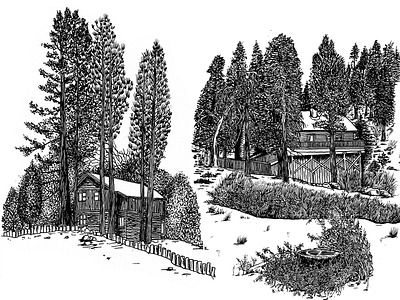Cabin Drawings cabin drawing green valley lake log cabin mountains pen and ink