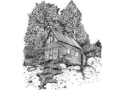 Unpainted Cabin cabin cabin sketches fishing green valley lake log cabin mountains outdoors