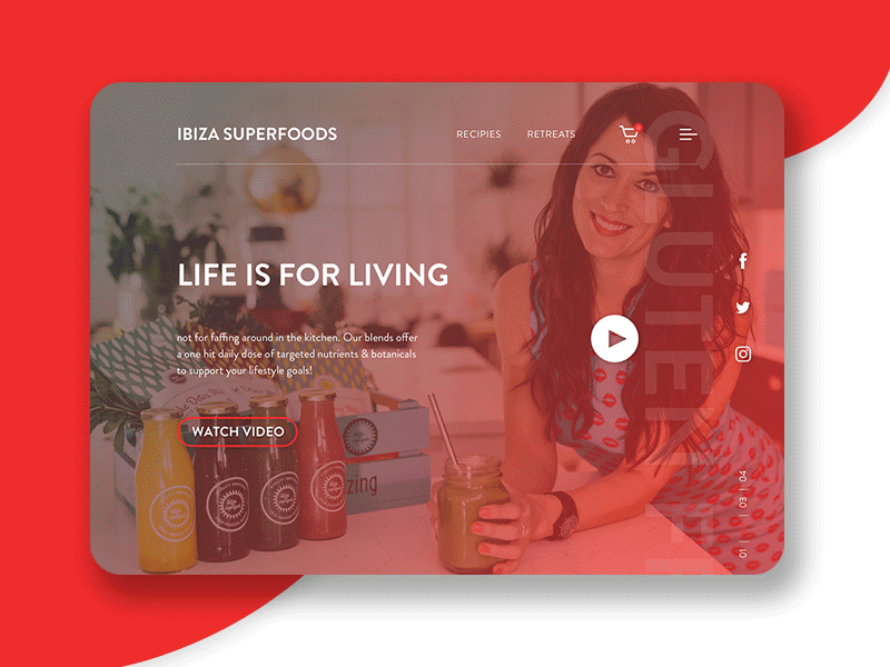 Ibiza Superfoods homepage interaction design ui ux web design