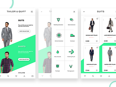 Tailor & Quiff App Screens