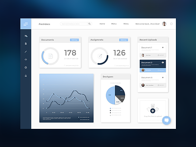 Dashboard for Freshdocs blue dashboard graph infographics ui web app