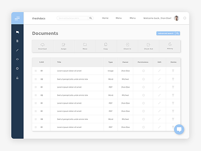 Freshdocs - Documents page dashboard ui web app