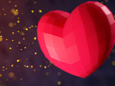 Ruby heart 3d bokeh cg dof footage heart love valentines day