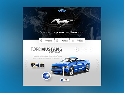 Ford Mustang landing page concept blue car carwebsite ford landingpage userinterface userinterfacedesign webdesign website