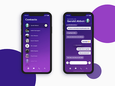 Daily UI #2 - Messaging App Concept app avatar baloon concept contacts iphone iphonex message purple send ui user list