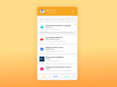 Inbox UI rebound app card concept email email app inbox inbox orange ui