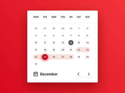 Dayli UI #3 - Calendar Widget calendar calendarwidget chrsitmas concept dailyui december red ui widget