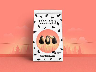 Valad Sunflower Seeds Packaging branding character character design company branding crow digital art digital painting illustration nuts package design packaging photoshop product seeds sunflower