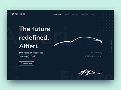 Maserati Alfieri - Concept car preorder website concept dark dark ui design interface maserati minimal product design typographic typography ui web webdesign website