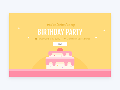 30 Days 30 Sites: Event Invitation birthday colorful design flat illustration invitation page rsvp vector web web design yellow