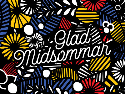 Midsommar 2015 floral flowers illustration midsommar primary scandinavian script summer sverige swedish tradition