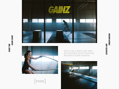 Gainz branding church crossfit fuse gainz layout newspring strength workout youth