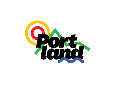 Portland! illustration mountains national oregon pdx portland stroke sun typography water