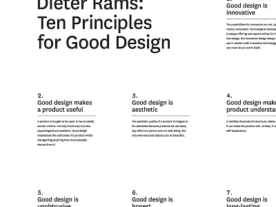 Ten Principles black and white dieter rams good design layout poster ten principles typography