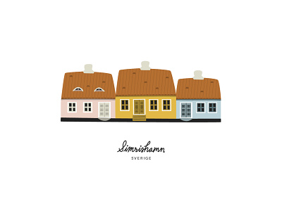 Simrishamn houses illustration scandinavian sweden swedish