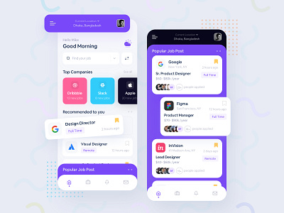 Job Finder Application by Ashfak Ahmed Sayem for Prelook Studio on Dribbble