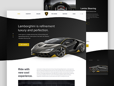 Lamborghini Landing Page car car landing page. clean cool design creative lamborghini landing page mockup ui ux webdesign