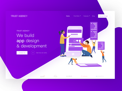 Agency Landing Page agency header illustration isometric landing page mockup trendy ui ux website