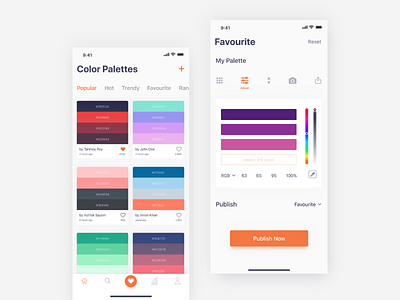 Color Palettes | iOS App Concept app color hunt color palettes colors interaction ios iphonex mobile app trendy ui user experience ux