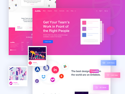 Dribbble Team Page Redesign