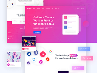 Dribbble Team Page Redesign 2019 agency business card creative creative agency design dribbble dribbble best shot header inspiration interface design landing page mockup new year prelook prelook studio redesign trendy design webdesign