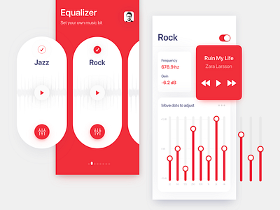 Equalizer App Interface Concept 2018 best shot 2019 best shot app best app color cool design creative design equaliser equalizer interaction ios iphone x mockup music red rock ui user experience ux