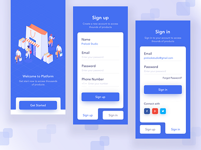 E-commerce App Exploration app cool design creative design ecommerce gradient illustration interaction ios iphone x landing page mockup prelook sign in sign up ui user experience ux webdesign