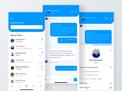 Customer Messaging iOS Application app app design card chat chatting app cool design creative design interaction interface interface design iphonex messaging app mobile app design mockup product ui user experience ux