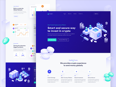 Cryptocurrency Landing Page bitcoin bitcoin exchange bitcoin services bitcoins crypto crypto exchange crypto wallet cryptocoin cryptocurrency currency currency design design ico illustration illustration design landing page token vector web webdesign
