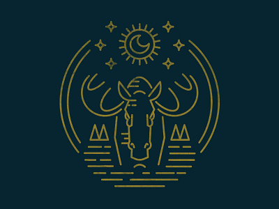 Moose alberta canada elk graphic icon linework logo moon moose logo stars water