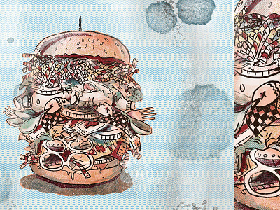Editorial Illustration burger editorial garbage illustration ocean ottawa plastic pollution sandwich