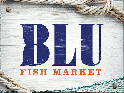 Blu Fish Market blue branding design fish food logo packaging supermarket upscale