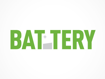 Battery battery green grey logo logotype type typography