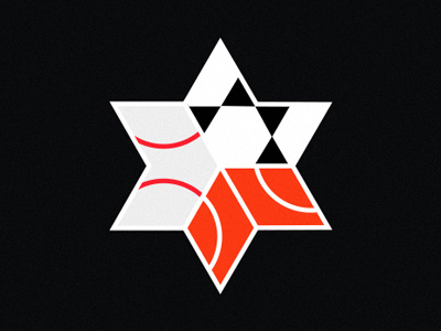 Bnai Brith Sports League jewish star star of david sports baseball basketball soccer football league team symbol insignia ball shape abstract orange black white red hebrew judaica jew religion shield bible israel