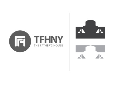 Rebrand of TFHNY Project building bw church flat logo symmetrical tfhny