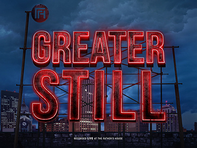 Greater Still church contrast dark jesus light logo neon red tfhny