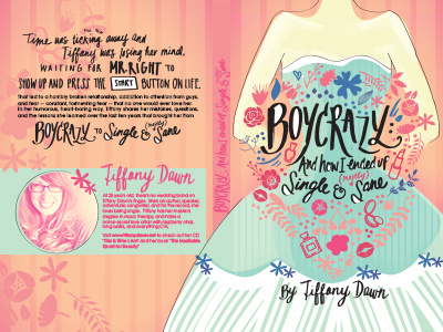 Boycrazy by Tiffany (Book Cover) book boys cover design fashion floral girly handwritten illustration pink wedding