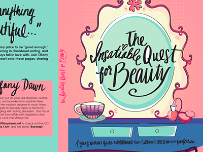 Tiffany Dawn "The Insatiable Quest for Beauty" beauty blue book design fashion girly glamour handwritten hearts illustration illustrator pink