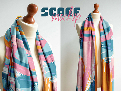 Scarf On Mannequin Mockup apparel clothes fabric hijab mockup photoshop psd scarf shawl textile