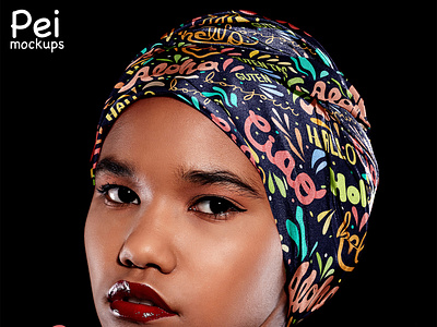 Head Scarf Mockup apparel black woman clothes design download fabric mockup fashion headscarf photoshop mockup psd mockup scarf template textile mockup