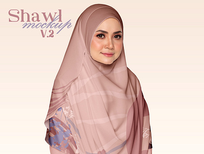 Shawl Mockup V.2 apparel clothes design download fabric mockup female girl hijab photoshop mockup psd mockup scarf shawl template textile mockup woman