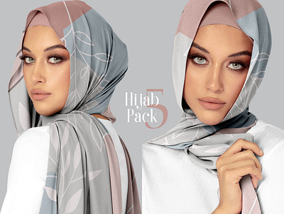 Hijab Mockup Pack 5 apparel clothes design download fabric mockup fashion female girl hijab muslim photoshop mockup psd mockup scarf shawl template textile mockup woman