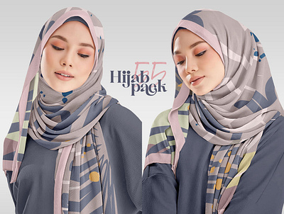 Hijab Mockup Pack 55 apparel clothes design download fabric female girl hijab mockup model muslim psd scarf shawl template textile woman