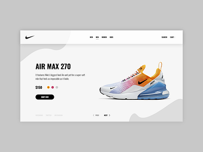 Nike Shoe Web Design Concept card concept design e commerce ecommerce experience design nike page product promo shoe shop site sneaker store ui ux web