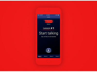 Ted app red speaker talking ted ui ux