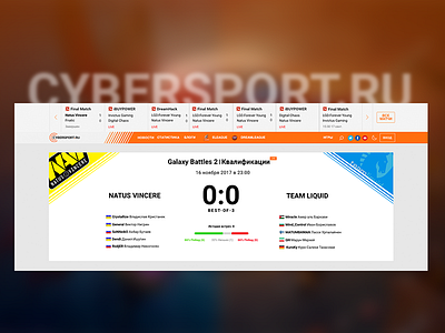 Cybersport.Ru cs:go dota2 esports match ui ux