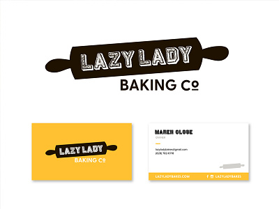Lazy Lady Baking Co. backing branding business card company lady lazy logo pin rolling